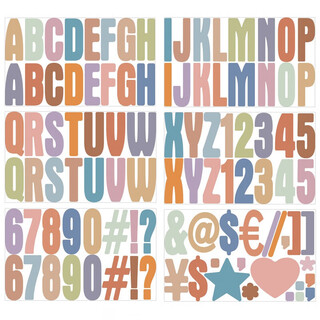 English alphanumeric color stickers diy water cup stickers luggage creative children's gift handbook stickers waterproof morandi letters 6 pieces