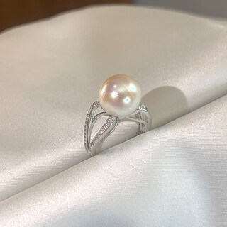 Centenary-old fenxiang pearl ring women's niche design 2025 new light luxury adjustable tiannu large akoya pearl 12mm ring opening adjustable
