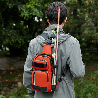Chaosihui multifunctional fishing lure bag waterproof backpack large capacity outdoor travel shoulder bag leisure sports fishing gear orange (upgraded waterproof, thickened, reinforced and wear-resistant)