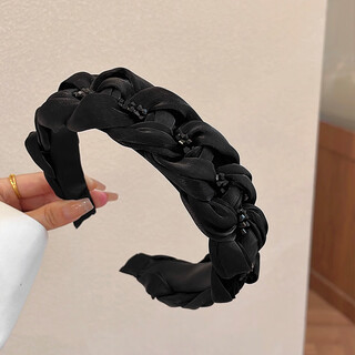 Biyun high-end korean style black wide-brimmed headband female internet celebrity pressed hair headband 2024 new style temperament high-end hairpin headband black retro fashionable and exquisite-