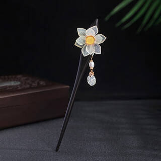 Meng junchen's black sandalwood jade lotus hairpin, ancient style hanfu hairpin, updo hairpin, step shaking tassel birthday gift for girlfriend, lotus tassel hairpin