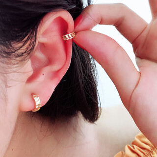 Baozha korean popular 10k14k gold earrings ear bone ring ear buckle earring star style fashionable and simple k01a small inner diameter 0.5cm single