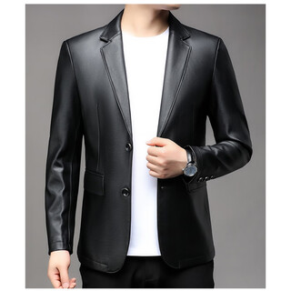 Montagut leather suit men's new spring and autumn thin haining sheepskin trendy casual suit jacket for men black 189 2xl 185/104a