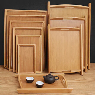 Zhenxi qi bamboo tray rectangular bamboo tea tray large simple kung fu tea cup plate tea set japanese household bamboo tray-large double ear 44*30 upgraded model