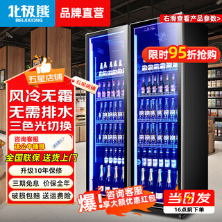 Polar bear (beijixiong) internet celebrity commercial beer cabinet display cabinet air-cooled frost-free full-screen cabinet bar refrigerator ktv freezer wine beverage display cabinet supermarket refrigerated fresh cabinet double-door economical model 1000*600*1800mm