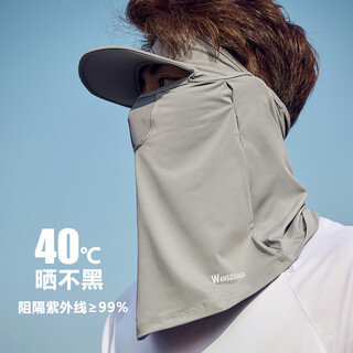 目丸防晒面罩男士冰丝面巾脸罩夏季户外遮全脸口罩防紫外线遮脖子面纱 深灰色 1个