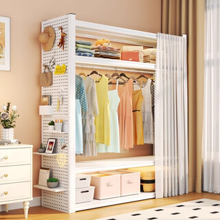 Tangji wardrobe simple bedroom home rental house all steel shelf type wardrobe hanging clothes storage rack three 80*50*200
