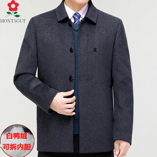 Montagut new woolen jacket men's winter high-end cashmere coat for middle-aged and elderly dads, down liner and trunk outer a21 gray gray one size fits all 170/88