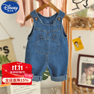 Disney (disney) baby overalls boys and girls jeans 2025 new casual loose spring clothing street style children's pants blue 23229 faceless bear trousers 100 (reference height is about 90cm)