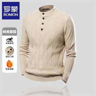 Romon three-dimensional diagonal strip american retro henry collar sweater men's sweater comfortable men's sweater men's sweater
