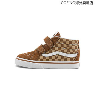 Vans (vans) official brand direct supply sk8-mid reissue v dark brown checkerboard children's sneakers dark brown 21.5