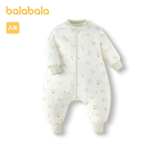 Balabala shopping mall same style baby sleeping bag quilted anti-kick quilt 2025 new style soft, comfortable and cute white and green tone 00314 120cm
