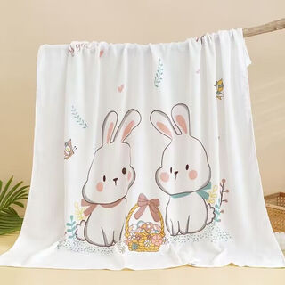 Baby blanket baby summer children air conditioning quilt ice silk cooling quilt bamboo fiber nap blanket kindergarten quilt thin super soft ice silk blanket flower basket rabbit 110*110