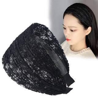 White hair covering artifact, breathable lace headband, covering white hair, wide-brimmed hair clip, wide headband, widening and versatile, black