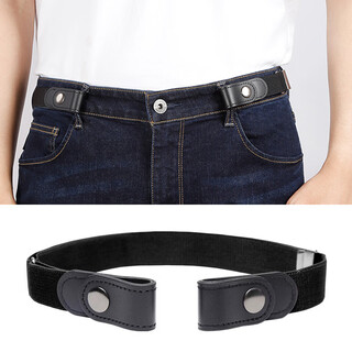 Newfiona invisible belt, seamless lazy elastic elastic belt, anti-falling waistband, men's waistband artifact, waistband tightening belt, width 2.5cm, black gun black buckle