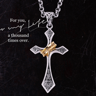 Zhixun 999 pure silver necklace men's silver ring cross silver pendant birthday gift for boyfriend s925 gold ring cross with 999 pure silver necklace