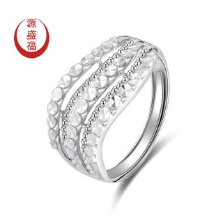 Yuan shengfu's new pt950 fashionable imitation diamond wave platinum ring, authentic and versatile platinum ring for women, 4.51g