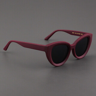 Moscot lemtosh sunglasses for men, retro frosted burgundy frame cat-eye sunglasses, european and american thick wide-brimmed big face sunglasses for women, frosted red frame + polarized gray lenses