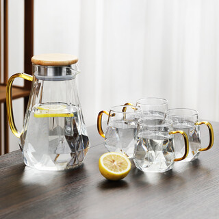 Su's ceramic high borosilicate glass large capacity cold water kettle, juice kettle, tea kettle, cold water cup, glass cup, diamond kettle, one pot, four cups