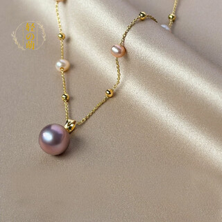 Hanzhu freshwater pearl gypsophila necklace feminine necklace new clavicle chain 2025 niche purple