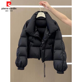 Pierre cardin (pierre cardin) women's 2026 winter new thickened down jacket korean style small short cold-proof warm bread jacket black l (100jin jin is equal to 0.5kg -115jin jin is equal to 0.5kg)