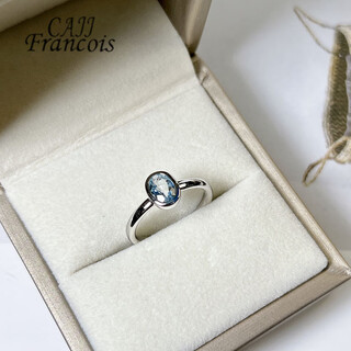 Cajj francois 0.65 carat aquamarine ring for women, natural colored gemstone, 925 silver inlaid jewelry, no. 13