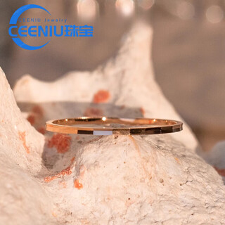 Ceeniu fat donglai's same style 18k gold ring ring sparkling girly rose gold color gold simple glossy car flower element 18k rose gold women's size 6