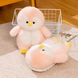 Yunyouli penguin cotton slippers for women autumn and winter indoor home thick-soled bag with plush children's confinement winter cartoon home pink 36-46