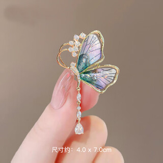Quamer craft elf wings brooch women's exquisite ballet girl pin bow corsage design light blue butterfly pendant brooch