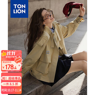 Tangshi 2025 autumn women's stand collar big pocket work jacket