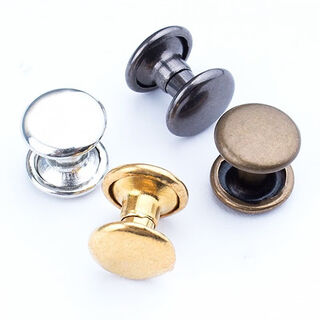 Chuji diy metal copper double-sided rivets, mother-and-daughter nails, pop-up nails, rivets, ding decoration, leather bags, shoes and hat accessories, buttons, silver set of 20, 8mm (can be riveted to a thickness of 3-6 mm or less)