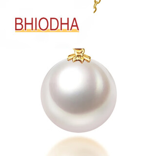 Bhiodha nanzhu family freshwater pearl pendant gold solid leaf shape pendant as a birthday gift for girlfriend 100-110mm basically flawless