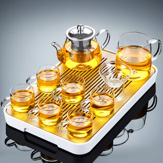 Tangfeng kungfu tea set set for home living room small set tea making table japanese tea tray simple small tea set complete set chunxian tea tray + tianji glass pot set