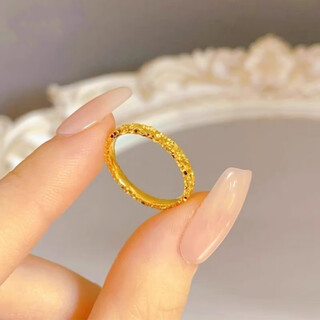 Bhiodha gold 999 crushed ice ring solid baby's breath gold-plated crushed ice ice ring no. 11 1.2g