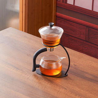 Vinoa glass lazy automatic tea set kung fu tea cup set household magnetic teapot living room chinese tea making artifact black crescent moon