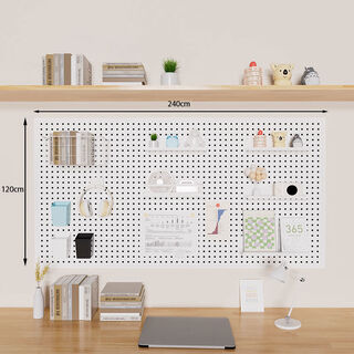 Yusenyi desk perforated board storage rack storage study dormitory wall metal stainless steel perforated board magnetic display rack 120*240 white model comes with 50 metal hooks