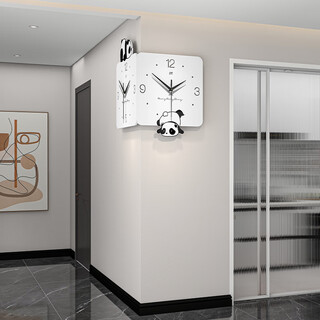 Jiujiuda restaurant panda double-sided corner wall clock living room home 2025 new clock wall hanging modern simple clock
