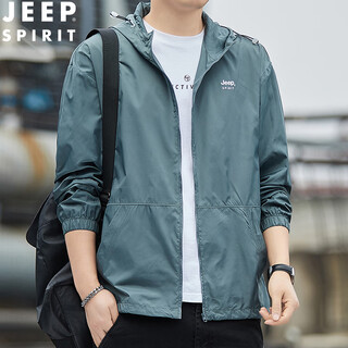 Jeep (jeep) sun protection clothing men's summer ultra-thin breathable sunshade skin clothing 2025 new outdoor fishing jacket men's top 7388 gray green l (recommended 130-150jin jin equals 0.5 kg)