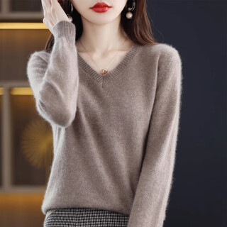 Yu zhaolin sweater slimming temperament v-neck sweater women's spring and autumn versatile new 2024 loose inner long-sleeved bottoming shirt