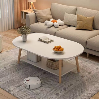 Wen xinfu simple modern coffee table small apartment sofa side table living room ins style small coffee table double-layer tea table nordic small table round upgraded reinforcement warm white 60cm
