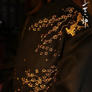Three provinces and six ministries, ministry of war, scored twice. autumn and winter chinese style gold thread embroidery men's wool short jacket, black l 150jin jin equals 0.5kg within