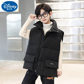 Disney boys' vest autumn and winter 2025 new winter fashionable outer vest medium and large children's warm thickened casual jacket black 130 cm