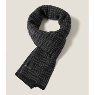 Jiumu men's scarf double-layer thickened winter warm scarf for dad and elders gift box dark gray-gift box