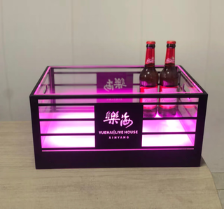 Renjuyi bar luminous ice bucket ktv box customized thickened beer frame ice grain champagne bucket led acrylic ice pattern wine frame grid ice bucket style one 24 pack