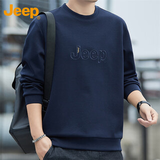 Jeep (jeep) sweatshirt men's autumn and winter loose long-sleeved t-shirt men's trendy casual sportswear men's clothing navy xl
