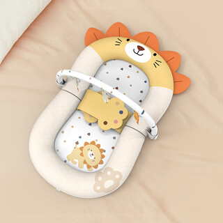 Ledingdong crib middle bed slope pillow anti-vomiting foldable newborn baby feeding artifact 0-6 months gift cute lion comfort bed
