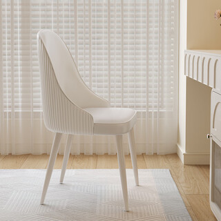 Santeqi light luxury makeup stool bedroom dressing stool modern simple small apartment home dressing table chair manicure stool off-white leather cushion-off-white leg 1