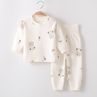 缤丽猫新生儿无骨纯棉四季简约套装婴儿衣服分体二件套装男女宝宝童装 肩扣套装-月亮羊 90