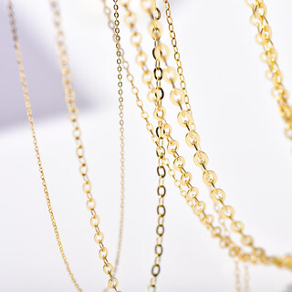 Yage high-end seoul k gold pure 14k gold korean necklace simple o-shaped oval chain naked chain choker sweater chain 2.5mm 80cm