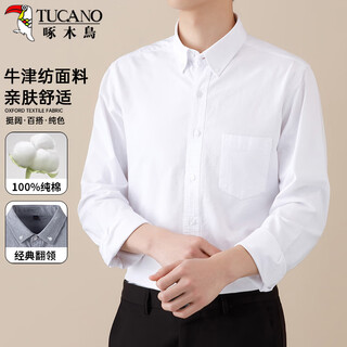 Woodpecker (tucano) hemd herren frühling und herbst business casual reine baumwolle oxford spinning bequem schlank vielseitig top herren weiß xl